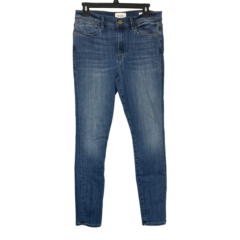 Frame Le High Skinny Jeans 31 Blue High Rise Stretch Sustainable Denim LHSK865